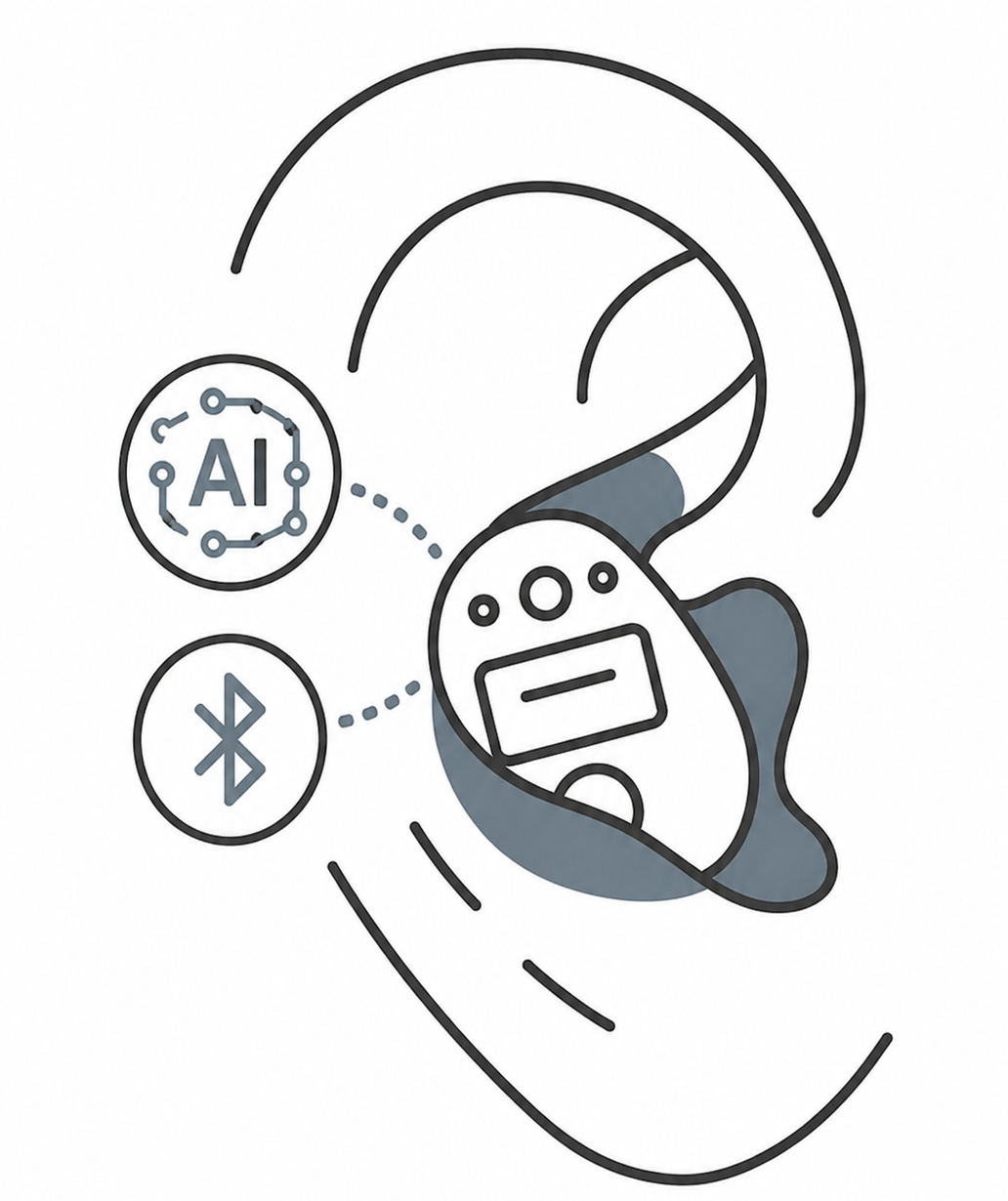 Diagram of an AI and Bluetooth hearing aid